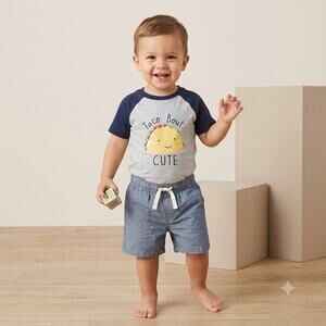 Quiltex Toddler Boys Taco Bout Cute Raglan T-Shirt & Shorts Set 12M
